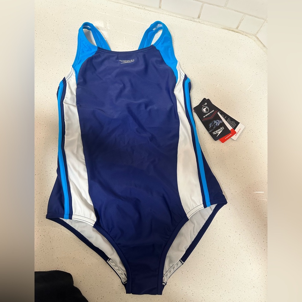 Speedo Women's Navy and White One Piece Swimsuit